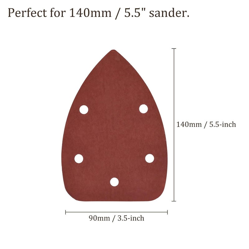 Kozelo 25pcs Mouse Sander Detail Sandpaper - [2000 Grit, 3.5" x 5.5"] Triangle Hook and Loop Assorted Sanding Pads Sheet for Wood Furniture Polishing Use | 5 Hole, Aluminum Oxide - Image 3